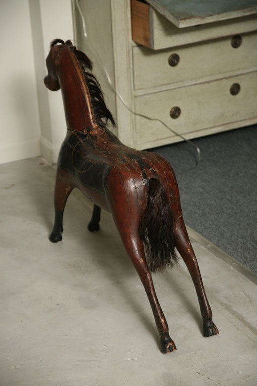 Painted Wooden Toy Horse For Sale 1