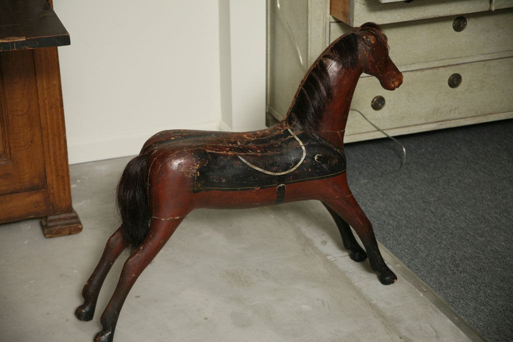 Painted Wooden Toy Horse For Sale 2
