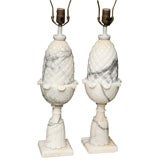 Pair of Alabaster "Pineapple" Lamps