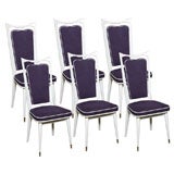 Used Set 6 French Art Deco White Enamel Dining Chairs