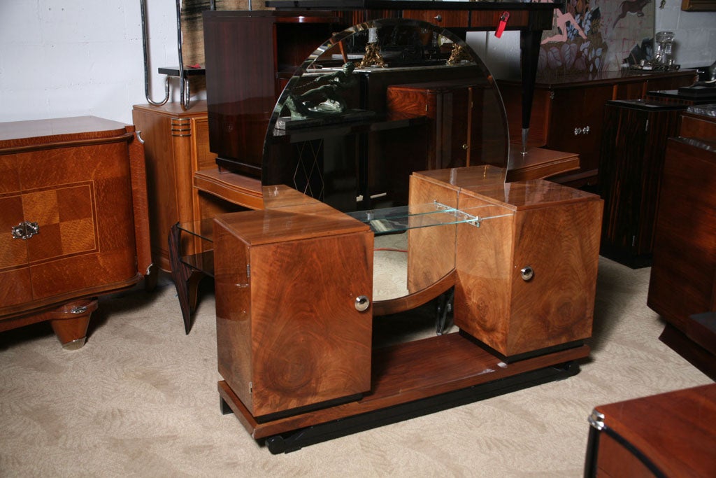 Glamorous French Art Deco Exotic Walnut Ladies Vanity