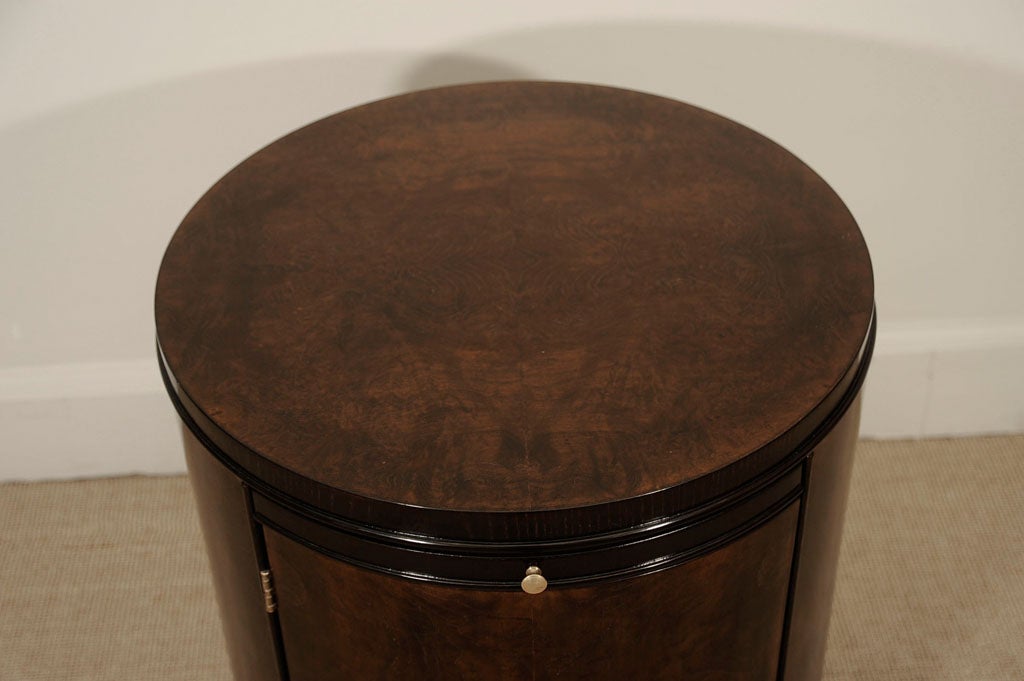 American A Pair of Drexel Drum Shaped End Tables.