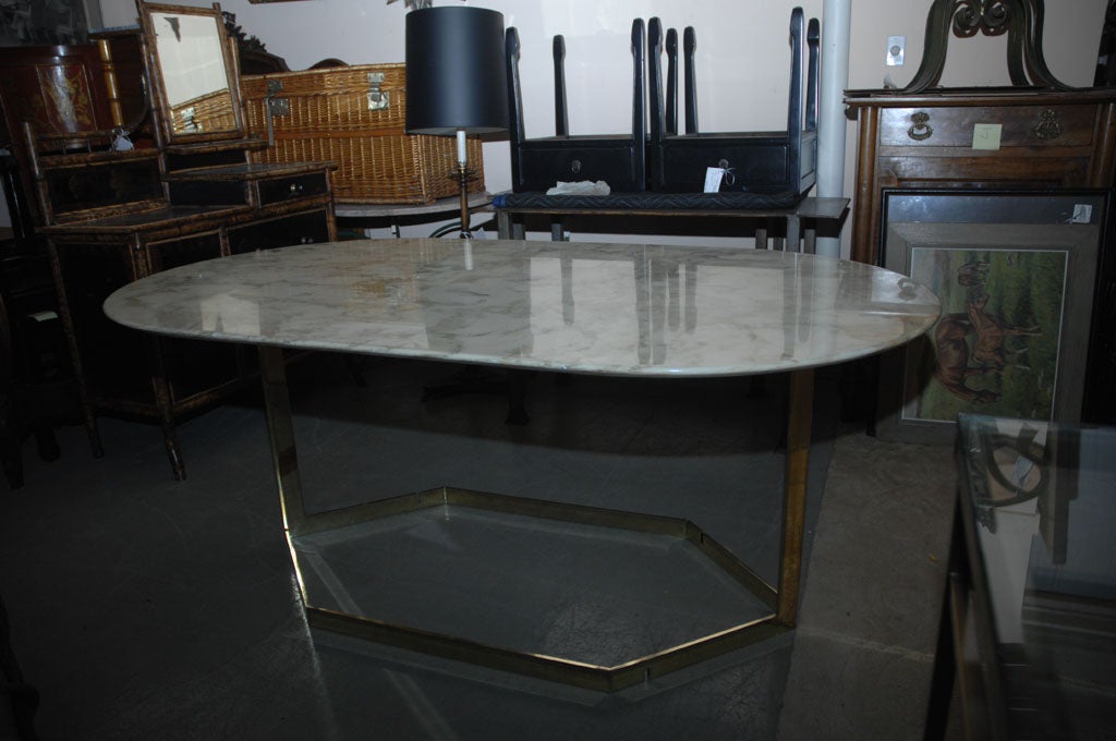 Ivory Carrera Marble Topped Brass Table