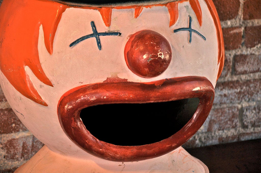 Mid-20th Century Vintage Carnival Iron Clown Head