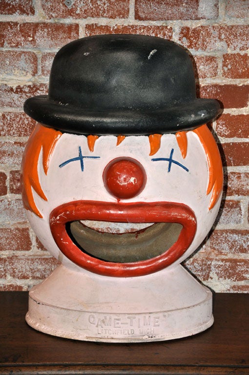 Large carnival midway game clown head.  Made by the Game Time Company in Litchfield, Michigan.