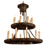 Beautiful Hand Carved Two Tier Wooden Chandelier