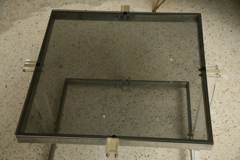 Lucite and Chrome Table, Charles Hollis Jones Style For Sale 1