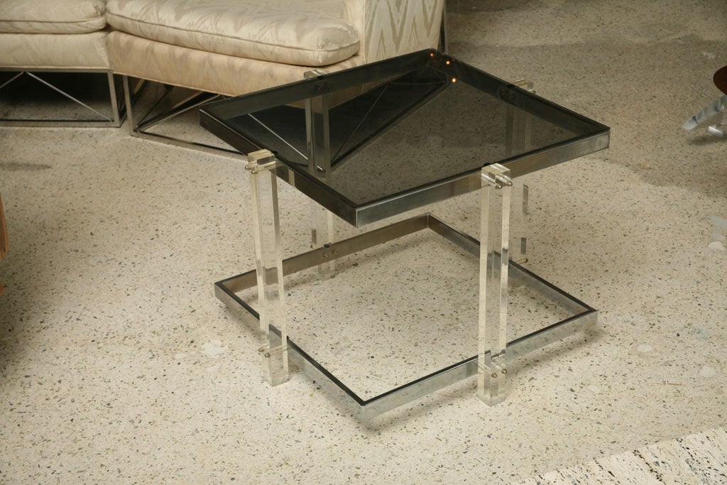 Lucite and Chrome Table, Charles Hollis Jones Style For Sale 4