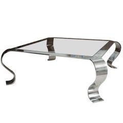 A Brueton Polished Chrome and Smoked Glass Low Table, Ed Cyruss