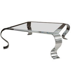 A Brueton Polished Chrome and Smoked Glass Low Table, Ed Cyruss