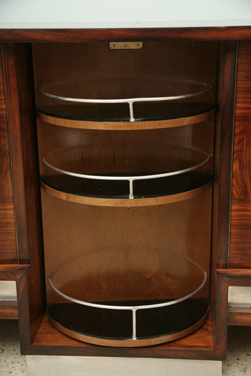 An Important Franco Albini Rosewood and Brushed Steel Buffet In Excellent Condition In Hollywood, FL