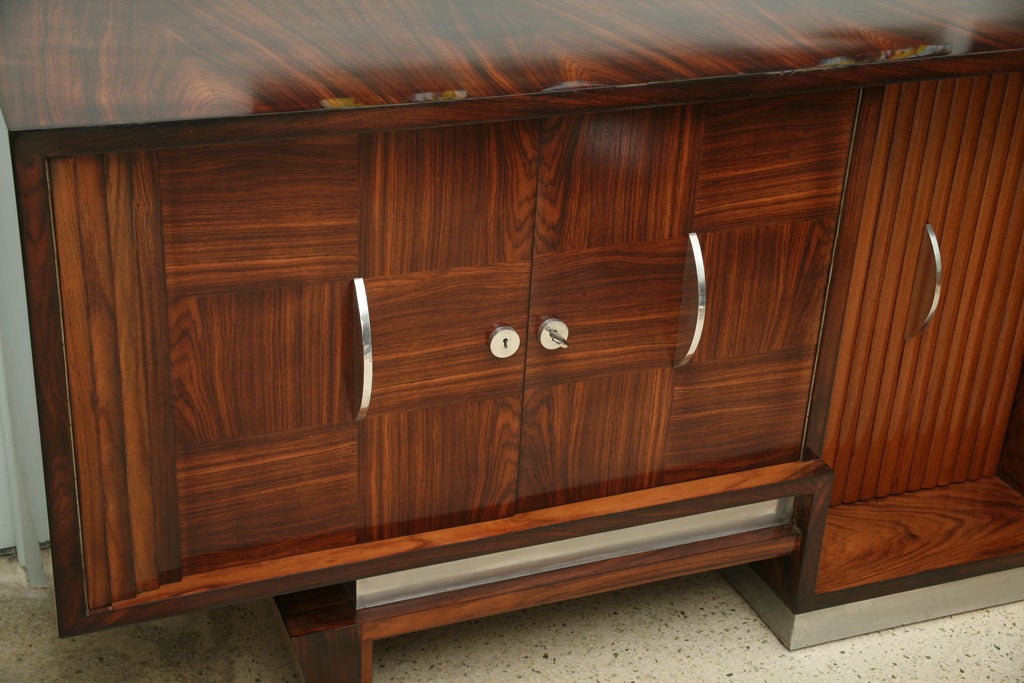 An Important Franco Albini Rosewood and Brushed Steel Buffet 1