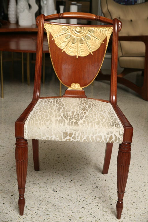 Set of Four Art Deco Side Chairs by Pierre Lahalle, France In Excellent Condition In Hollywood, FL