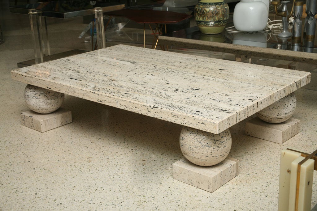 atomic table boomerang Louis Table, at Marble A Low Travertine France Sognot, 1stdibs