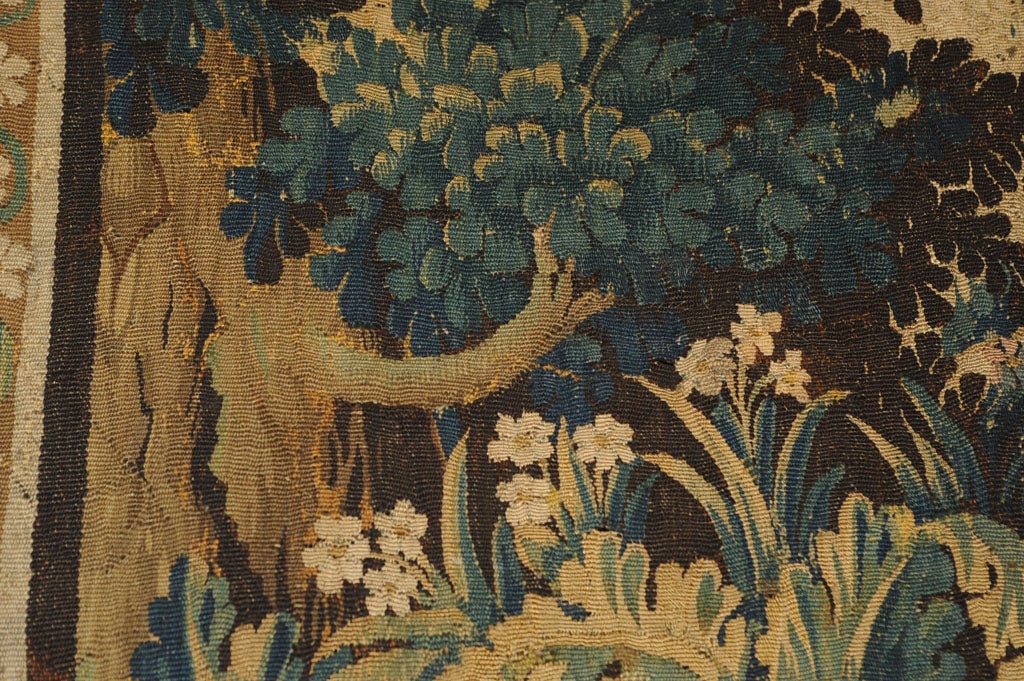 18th Century and Earlier Aubusson Verdure Tapestry Fragment