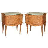 Pair of French Art Deco Night Stands in burr maple