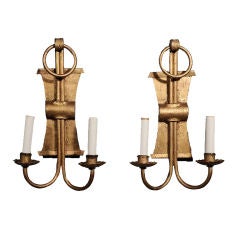 PAIR OF ITALIAN GILT METAL SCONCES