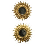 Exceptional pair of Italian Gilt Metal Sunburst Sconces