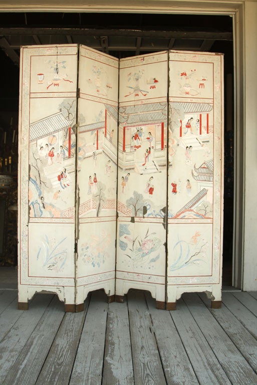 4 PANEL WHITE CORROMANDEL SCREEN
