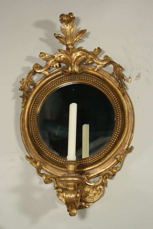 PAIR GILTWOOD  MIRROR AND CANDLE SCONCES