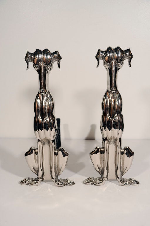Pair of polished nickel stylized 