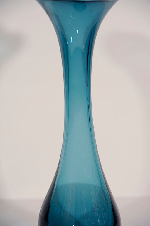 Tall Blue Sommerso Flared Vase In Excellent Condition In New York, NY
