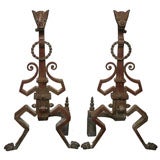 French Andirons with Gargoyles