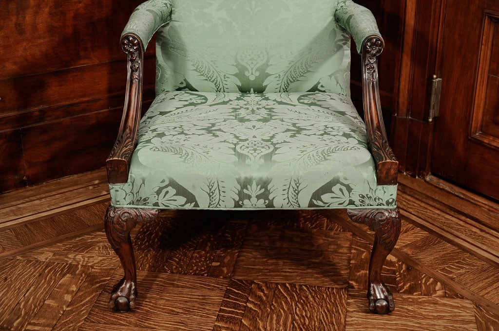 A George II Carved Mahogany Library Armchair For Sale 1