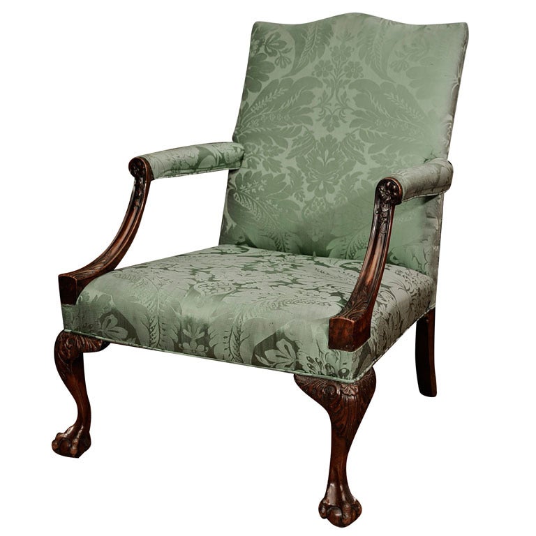 A George II Carved Mahogany Library Armchair For Sale