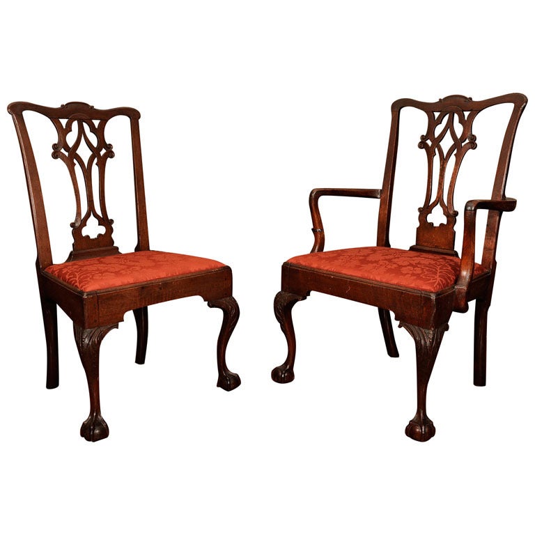 A Fine Set of Seven Chippendale Mahogany Chairs For Sale