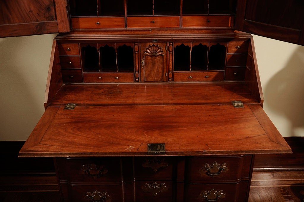 Mahogany A Rare Diminutive Chippendale Block Front Desk and Bookcase For Sale