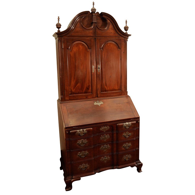 A Rare Diminutive Chippendale Block Front Desk and Bookcase For Sale