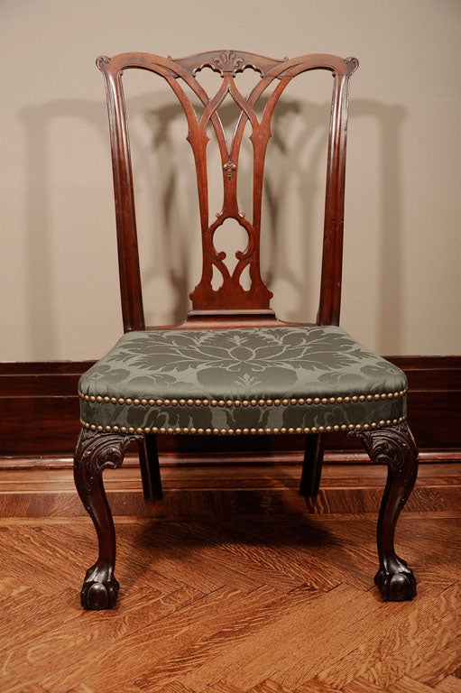 A Chippendale Mahogany Over-upholstered Compass-Seat Side Chair 1