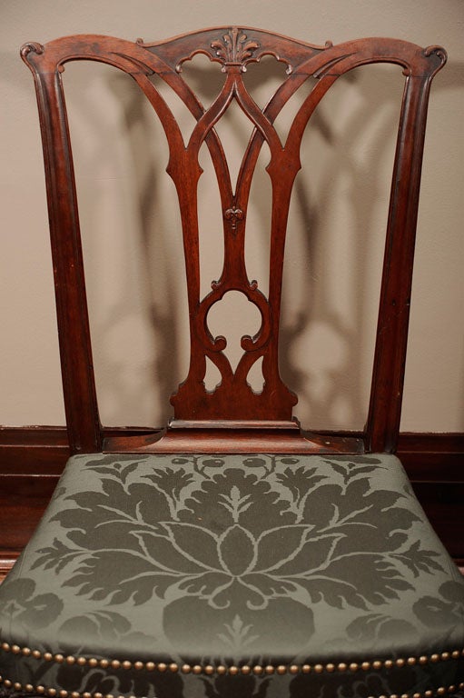 A Chippendale Mahogany Over-upholstered Compass-Seat Side Chair 2