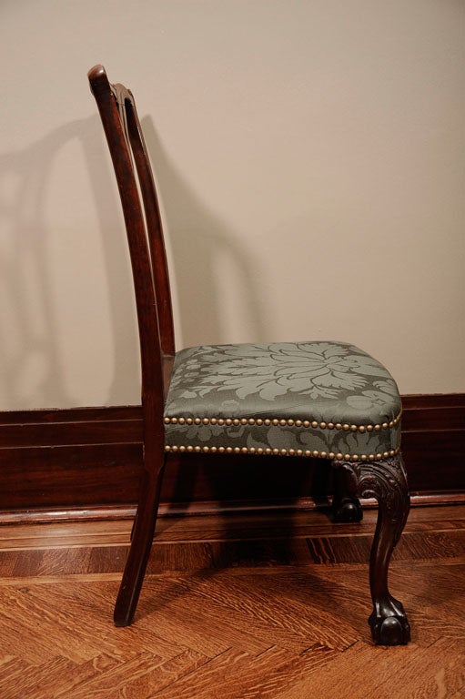 A Chippendale Mahogany Over-upholstered Compass-Seat Side Chair 4