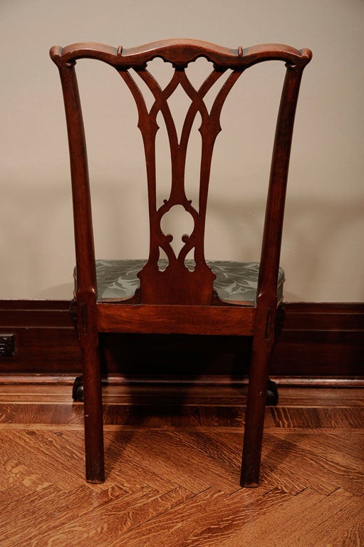 A Chippendale Mahogany Over-upholstered Compass-Seat Side Chair 5
