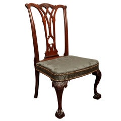A Chippendale Mahogany Over-upholstered Compass-Seat Side Chair