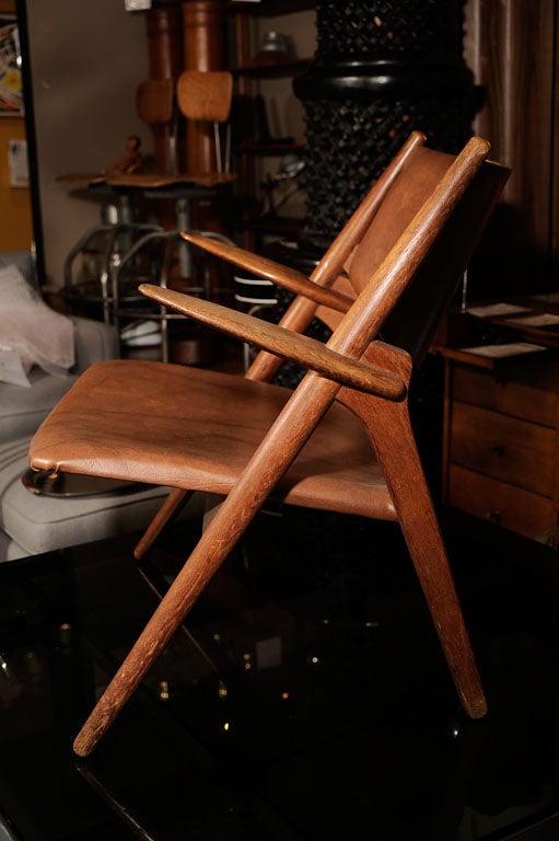Early Oak Sawback Chair by Hans Wegner