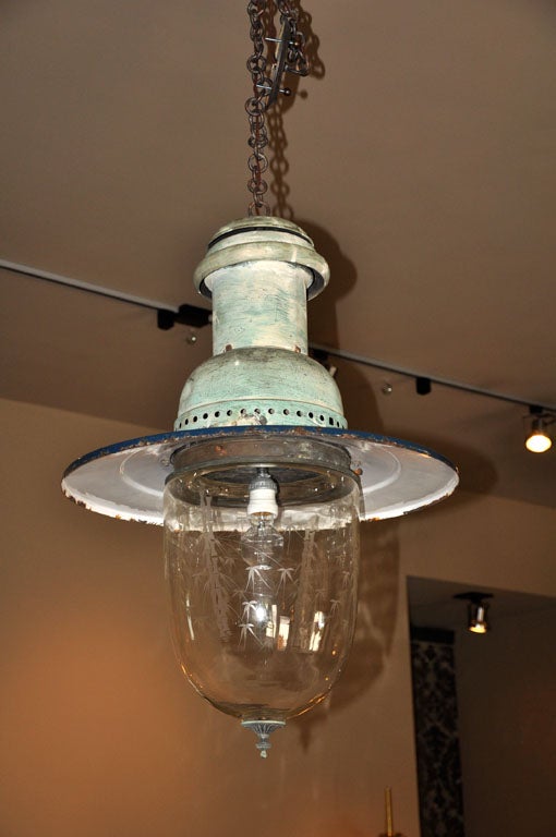 Belgian Etched Glass Lantern