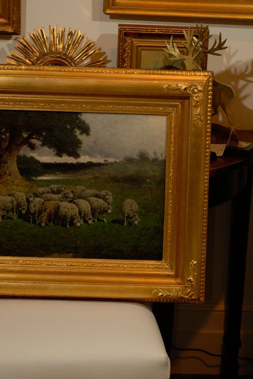 Sheep Grazing Oil on Canvas Painting by Charles Phelan, Late 19th Century In Excellent Condition In Atlanta, GA