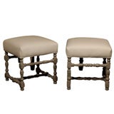 Pair of Painted Upholstered Stools