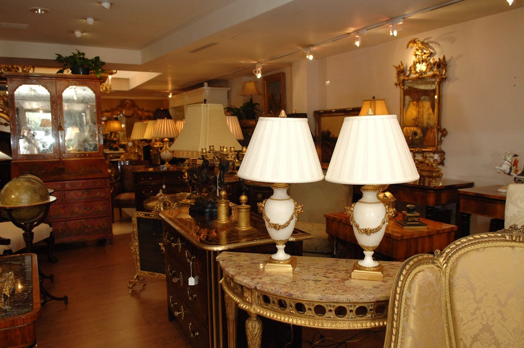 pr of 19th marble lamps