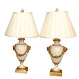 pr of 19th marble lamps