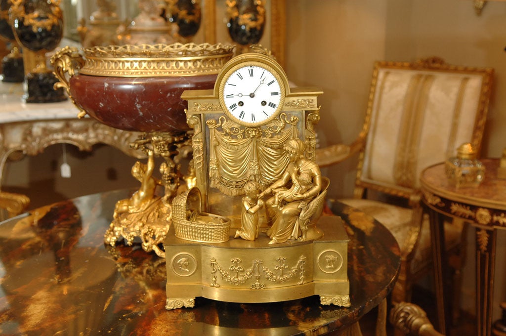 period 1st Empire bronze  dore clock