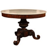 French Mahogany and Marble Top Center Table