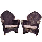 Pair of  Gothic Wicker Rockers
