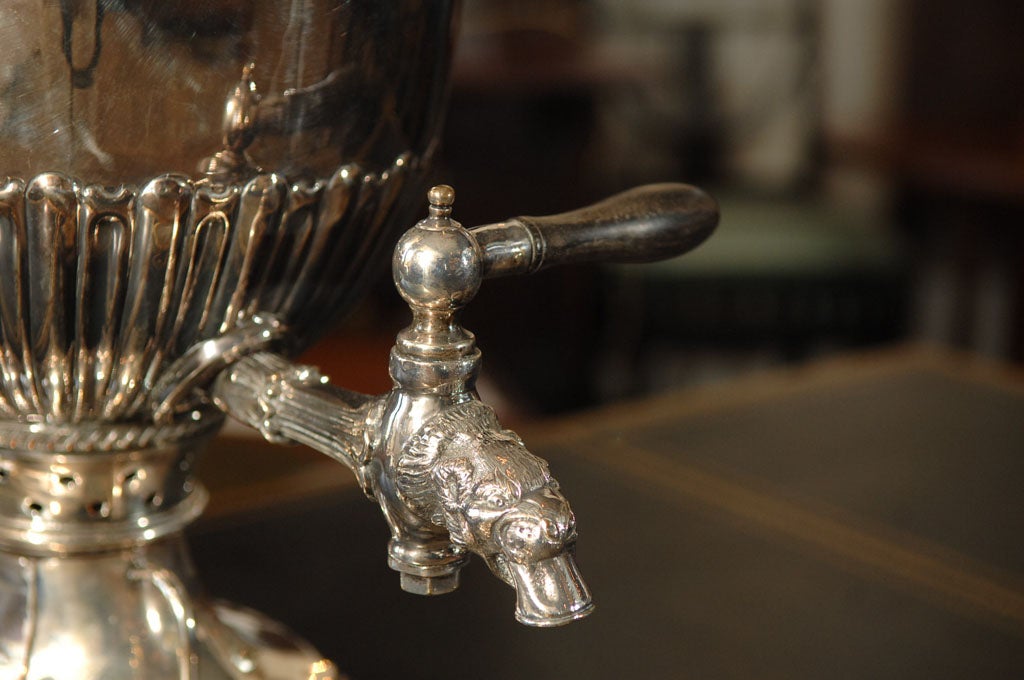 19th Century Silver Plated Coffee Urn with Lion's Head Spout