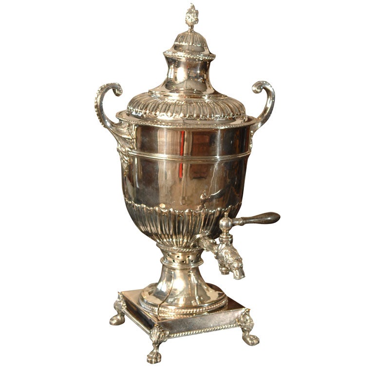 Silver Plated Coffee Urn with Lion's Head Spout