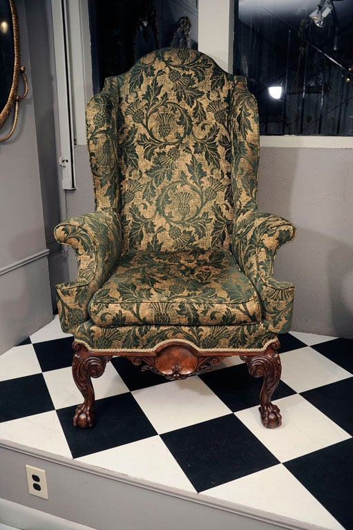 Irish Georgian Style mahogany wingback chair