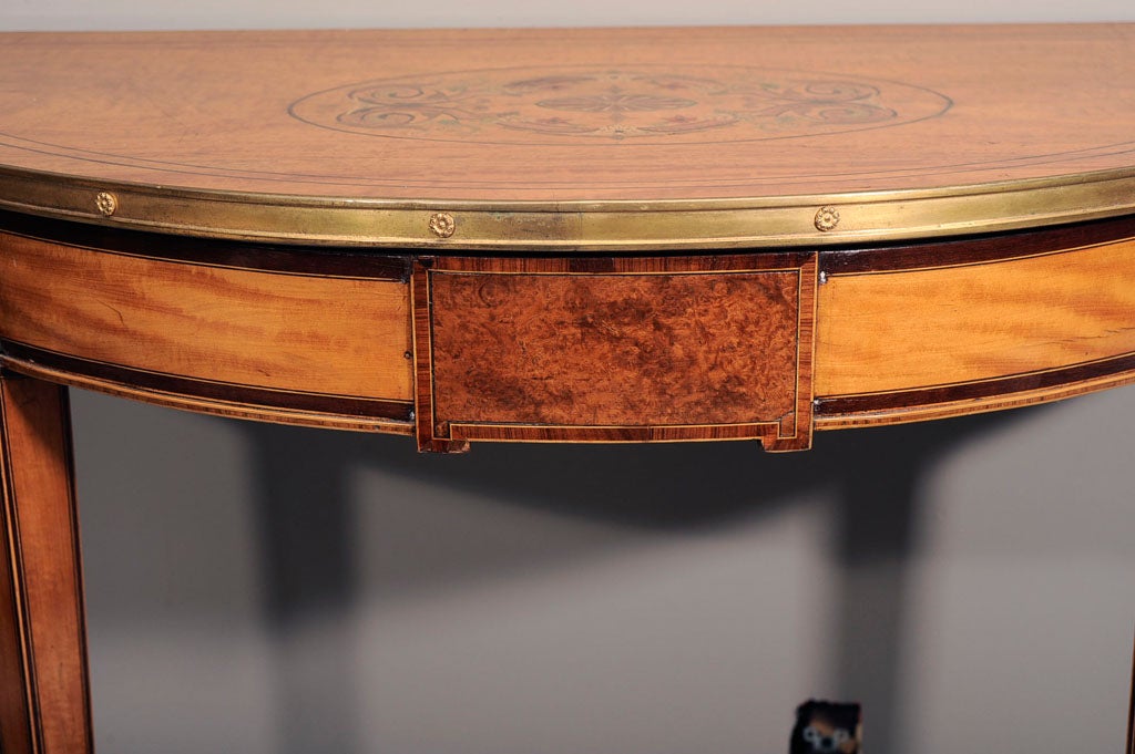 English 18th Century Satinwood Demilune Console Table